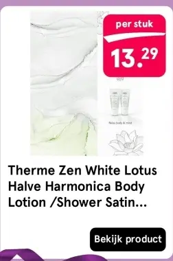 Aanbieding: Therme Zen White Lotus Halve Harmonica Body Lotion /Shower Satin Geschenkset