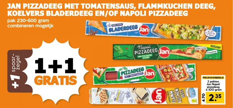 Aanbieding: Pizzadeeg met tomatensaus, flamm kuchen deeg, koelvers bladerdeeg en/of Napoli pizzadeeg