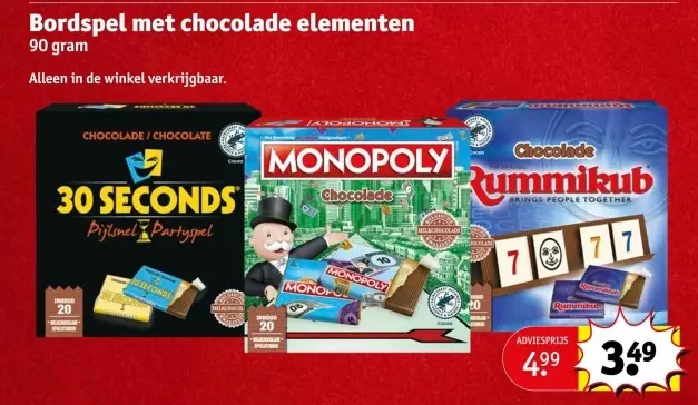 Aanbieding: 30 Seconds, Monopoly, Rummikub Chocolade