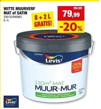Aanbieding: WITTE MUURVERF MAT of SATIN
