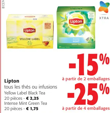 Offre: tous les thés ou infusions