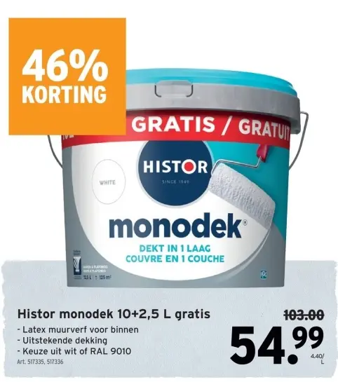 Promotie: monodek 10+2,5 L gratis