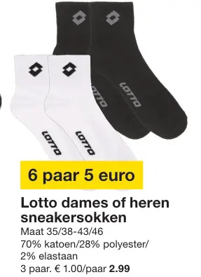 Aanbieding: Lotto dames of heren sneakersokken