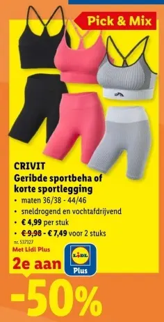 Promotie: Geribde sportbeha of korte sportlegging