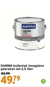 Aanbieding: GAMMA buitenlak hoogglans gebroken wit 2,5 liter