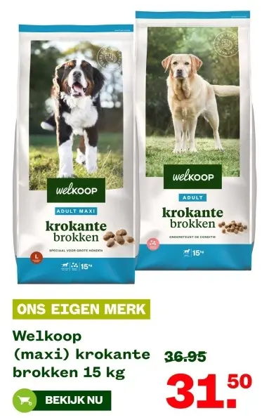 Aanbieding: Krokante brokken regulier en maxi 15 kg