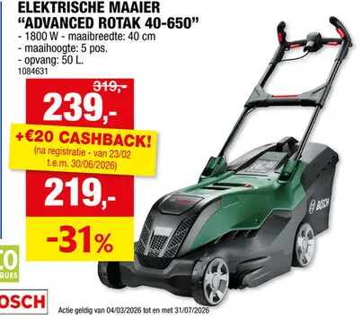 Promotie: Bosch AdvancedRotak 40-650 elektrische grasmaaier 1700W 40cm
