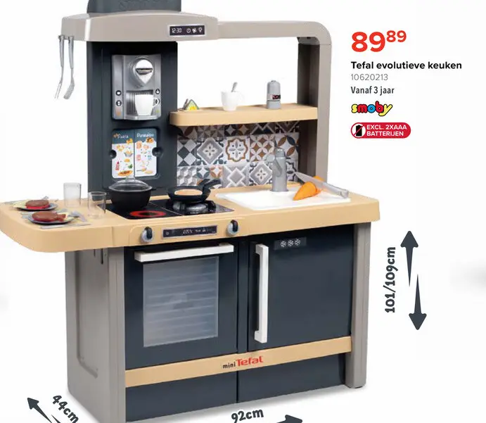 Promotie: Smoby Speelkeuken Tefal Meegroeikeuken - 31 delig