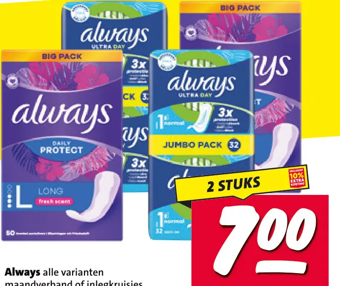 Aanbieding: Alle varianten maandverband of inlegkruisjes