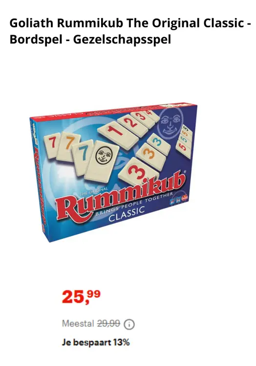 Promotie: Rummikub The Original Classic - Bordspel - Ge
