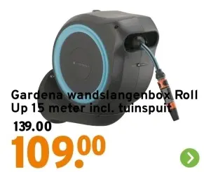 Aanbieding: Wandslangenbox Roll Up 15 meter incl. tuinspuit