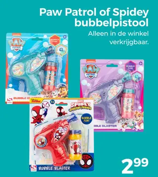 Aanbieding: Paw Patrol of Spidey bubbelpistool