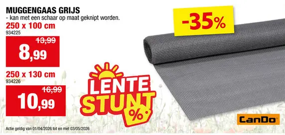 Promotie: CanDo muggengaas 250x100 cm grijs