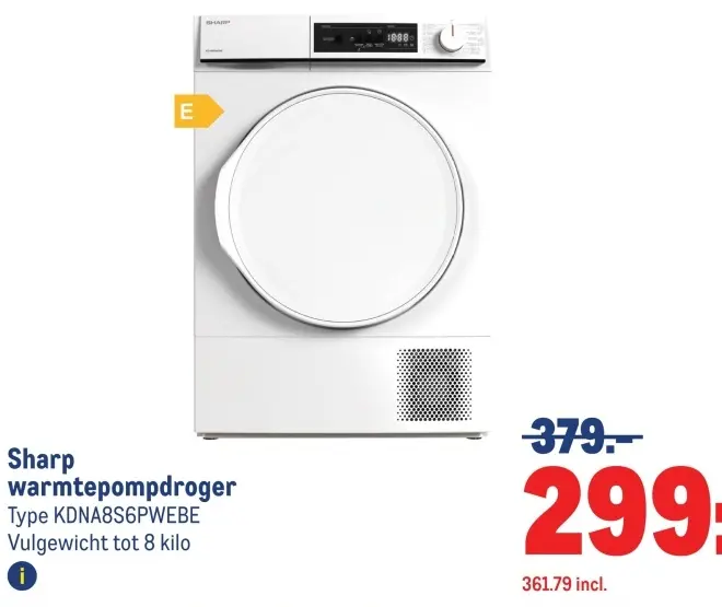 Aanbieding: Sharp warmtepompdroger
