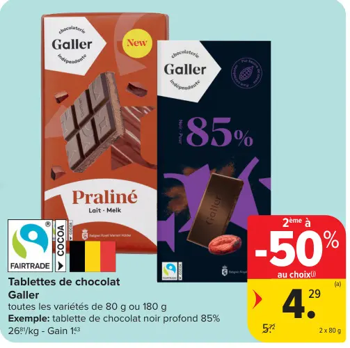 Offre: Tablettes de chocolat
