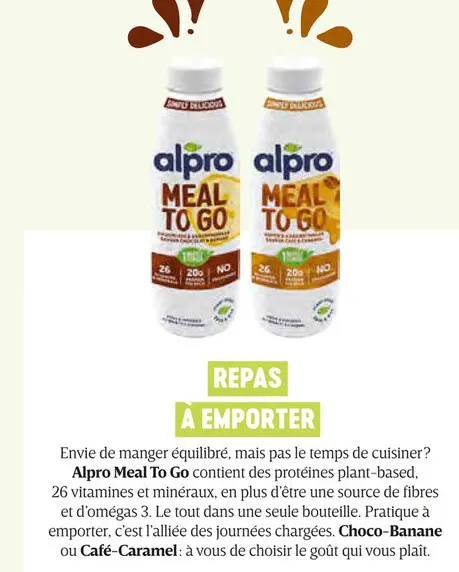 Offre: Meal To Go Choco-Banane ou Café-Caramel