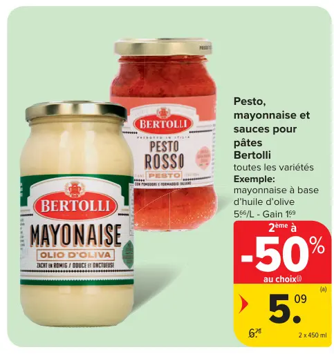 Offre: Pesto, mayonnaise et sauces pour pâtes