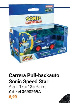 Aanbieding: Carrera Pull Back Auto Team Sonic Racing - Sonic Speed Star