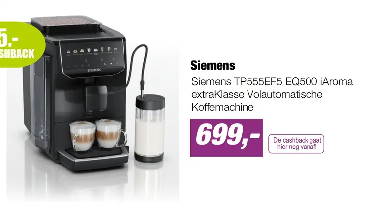 Aanbieding: Siemens TP555EF5 EQ500 iAroma extraKlasse Volautomatische Koffemachine