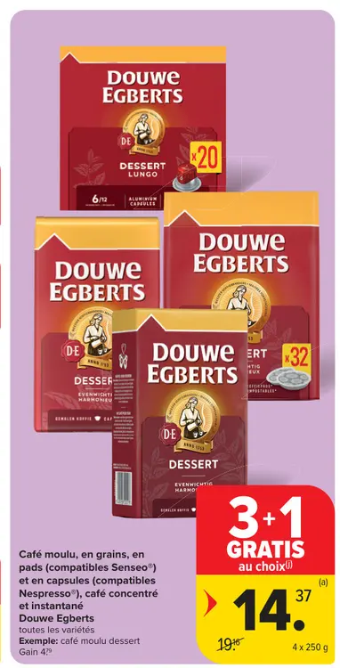 Offre: Café moulu, en grains, en pads et en capsules, café concentré et instantané