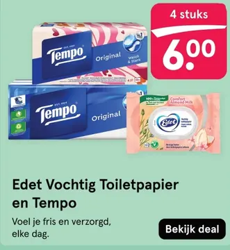 Aanbieding: Edet Vochtig Toiletpapier en Tempo