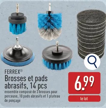 Offre: Brosses et pads abrasifs, 14 pcs