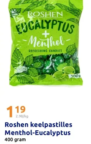 Promotie: Roshen keelpastilles Menthol-Eucalyptus
