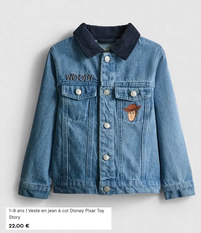 Offre: Veste en jean à col Disney Pixar Toy Story