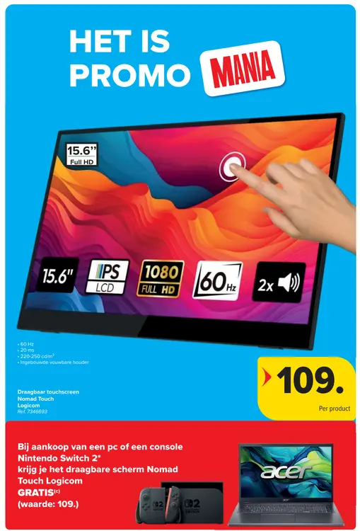 Promotie: Logicom Draagbaar touchscreen Nomad Touch