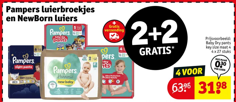 Aanbieding: Pampers luierbroekjes en NewBorn luiers