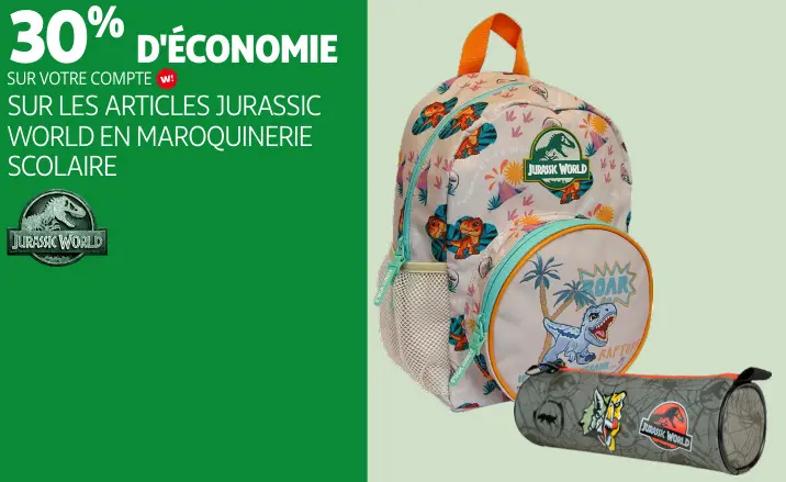 Promotie: Les articles Jurrasic World en maroquinerie scolaire