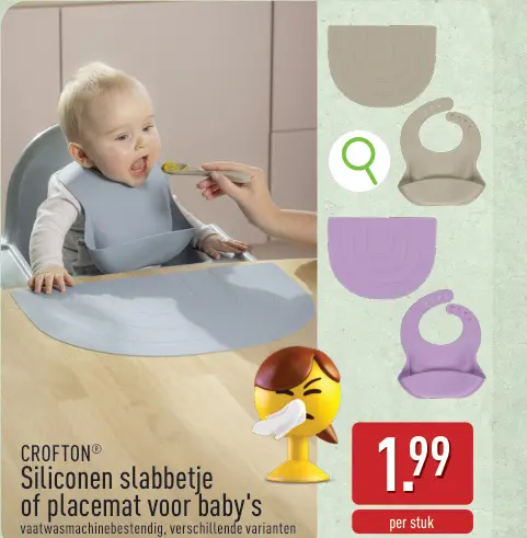 Promotie: Siliconen slabbetje of placemat voor baby's