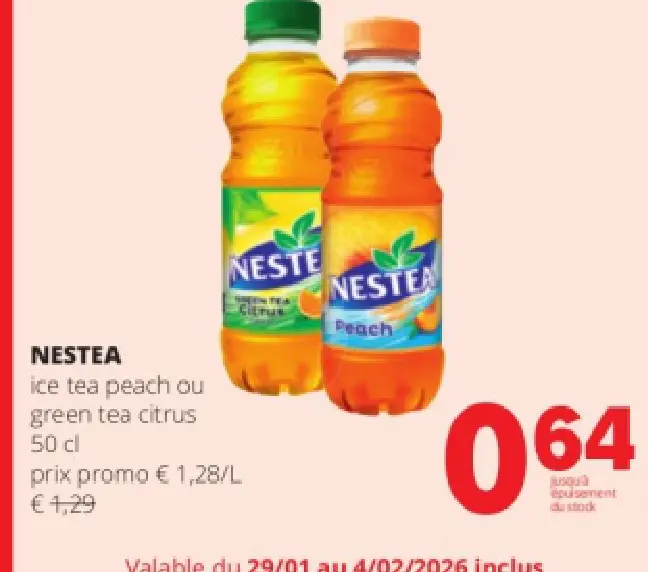 Offre: ice tea peach ou green tea citrus