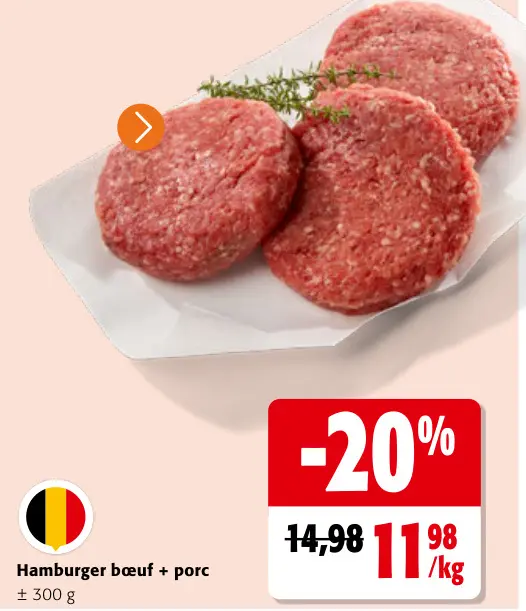 Offre: Hamburger bœuf + porc