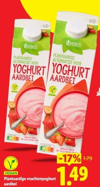 Aanbieding: Plantaardige vruchtenyoghurt aardbei