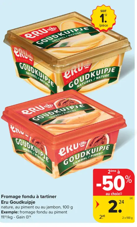 Offre: Fromage fondu à tartiner Eru Goudkuipje