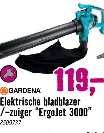 Aanbieding: GARDENA Elektrische bladblazer/bladzuiger ErgoJet 3000