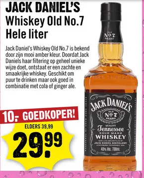 Aanbieding: JACK DANIEL'S Whiskey Old No.7 Hele liter