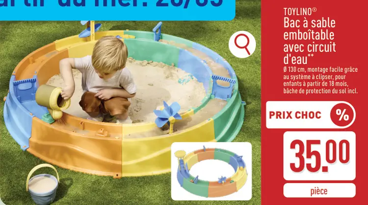 Offre: Bac à sable emboîtable avec circuit d'eau