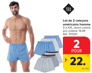 Offre: Lot de 3 caleçons américains homme
