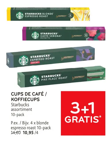 Offre: Cups de café / Koffiecups Starbucks assortime