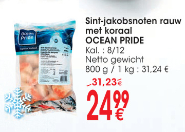 Aanbieding: Sint-jakobsnoten rauw met koraal OCEAN PRIDE