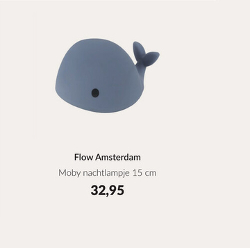 Aanbieding: Flow Amsterdam Moby Nachtlampje - 15 cm - Blue