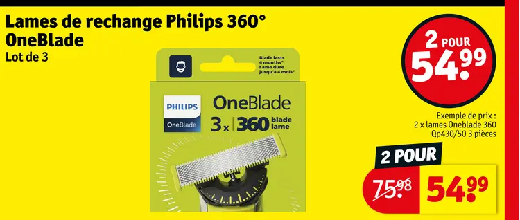 Offre: Lames de rechange Philips 360° OneBlade