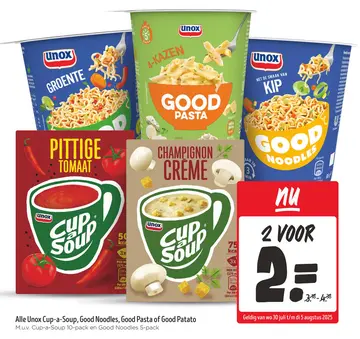 Aanbieding: Unox Cup-a-Soup, Good Noodles, Good Pasta of Good Potato