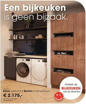 Aanbieding: Ensor walnoot / Burton marineblauw bijkeuken