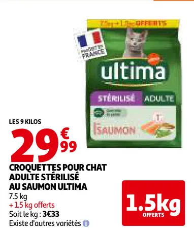 Promotie: Croquettes pour chat adulte stérilisé au saumon
