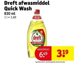 Promotie: Dreft afwasmiddel Quick Wash