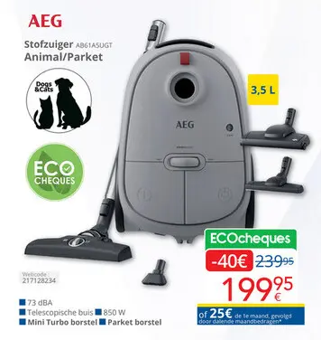 Promotie: Stofzuiger AB61ASUGT Animal/Parket