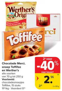 Aanbieding: Chocolade Merci, snoep Toffifee en Werther's